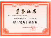 2011年綜合實(shí)力十強(qiáng)企業(yè)稱號(hào)